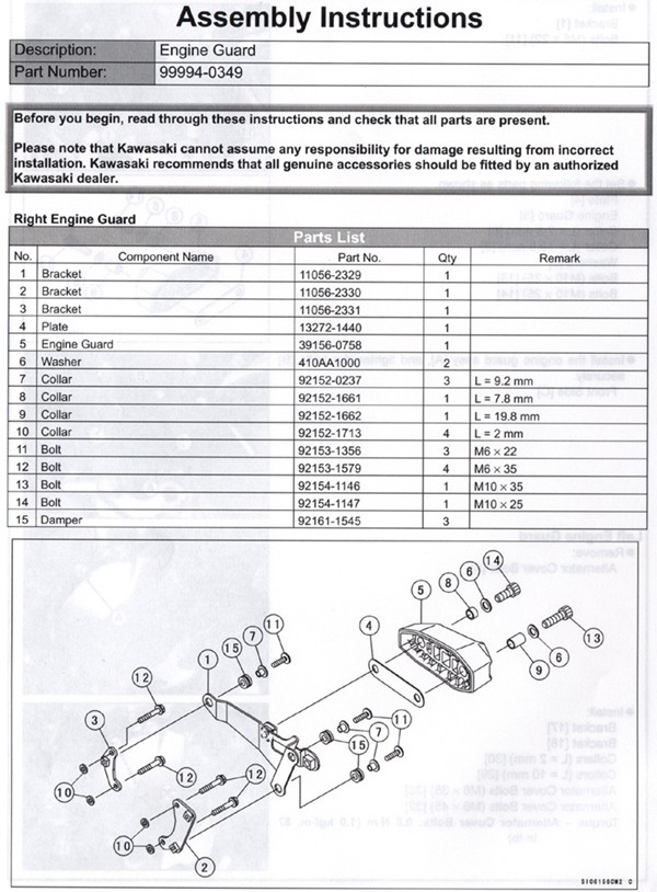 Kawasaki Ninja ZX-6R ABS('13-) エンジンガード 99994-0349の説明