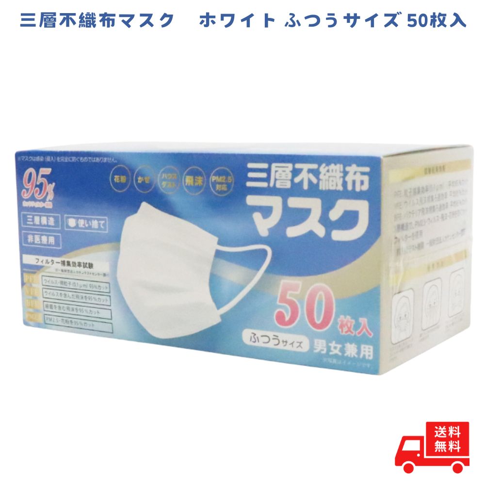 ヒロ・コーポレーション マスク 三層不織布マスク ホワイト ふつう