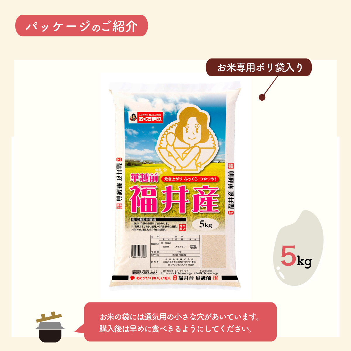 福井県産 華越前 5kg 白米 精米 お米 福井県産 華越前 お米 5kg ハナエチゼン はなえちぜん 5キロ