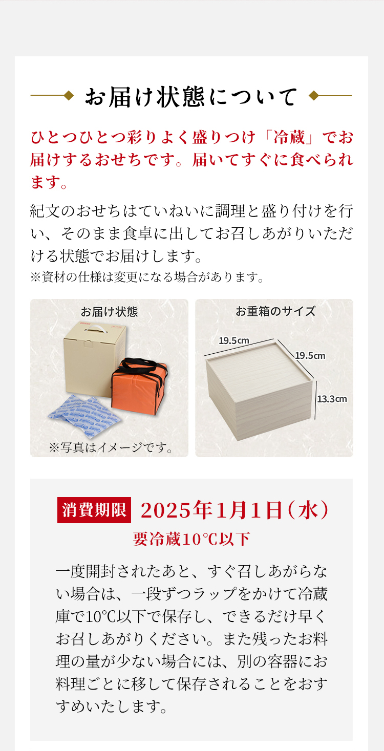 お届け状態について