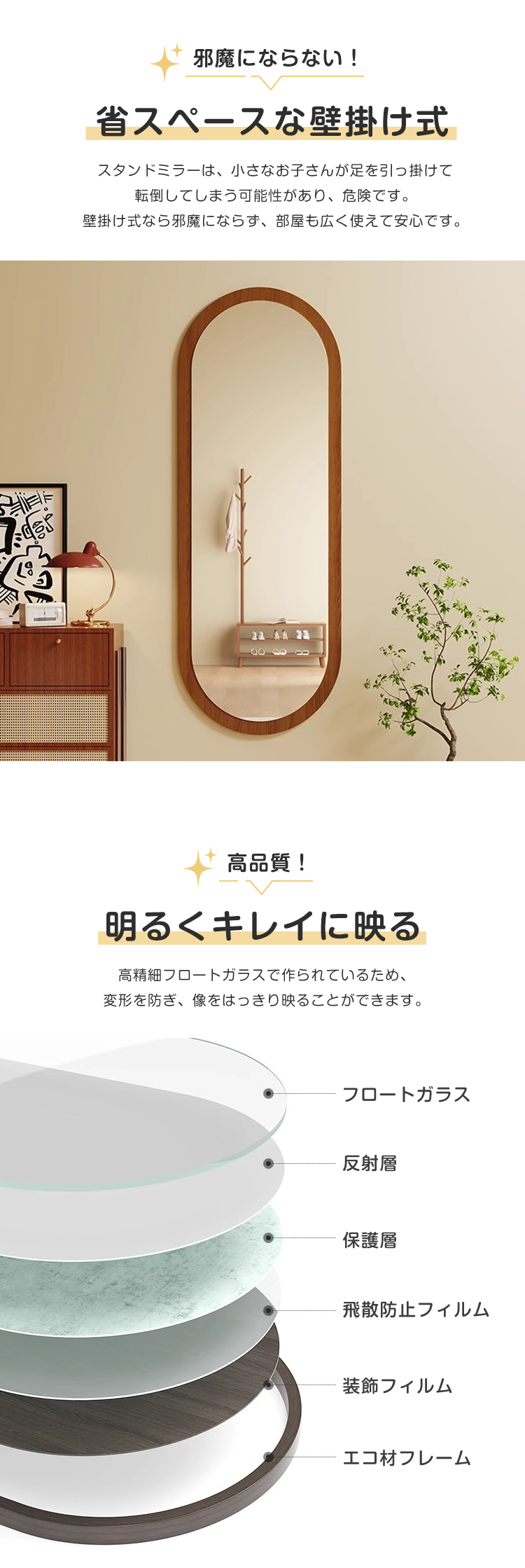 8%OFF期間限定☆ミラー 全身鏡 姿見 鏡 壁掛けミラー 全身ミラー 玄関