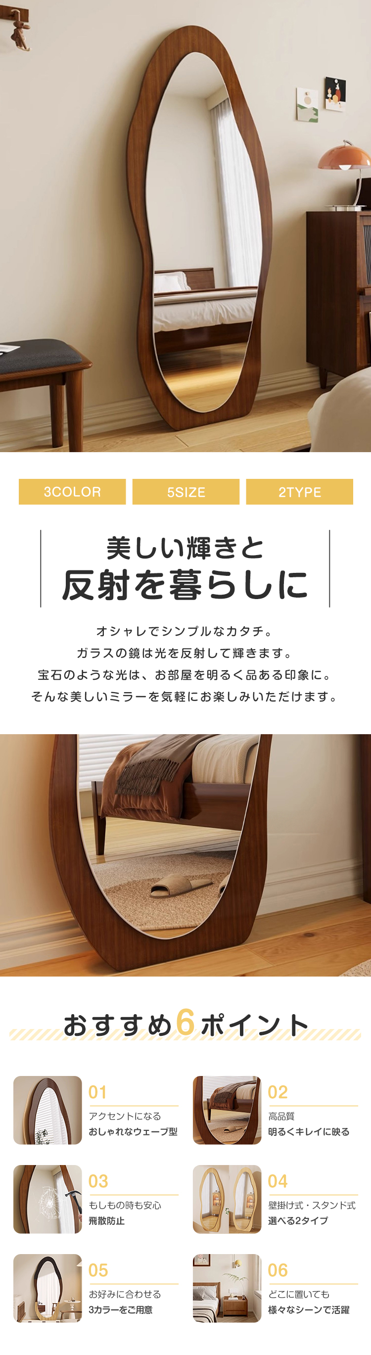 Amazon.co.jp: 姿見鏡 割れないミラー 飛散防止加工 立てかけ
