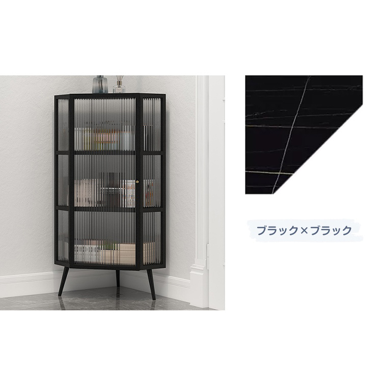 6%OFFクーポン☆キャビネット コーナーラック セラミック ガラス 扉