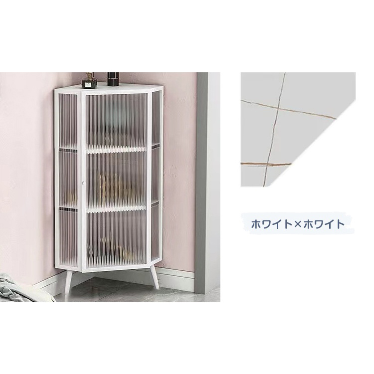 9%OFFクーポン☆キャビネット コーナーラック セラミック ガラス 扉