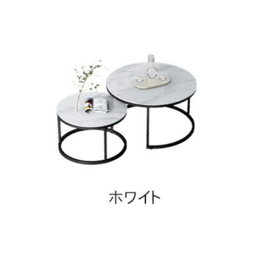 【期間限定10%OFF】レビュー特典★ネストテーブル 2個セット センターテーブル 丸 セラミック 大理石柄 丸テーブル ローテーブル 直径60/45cm 大理石風 |  | 03