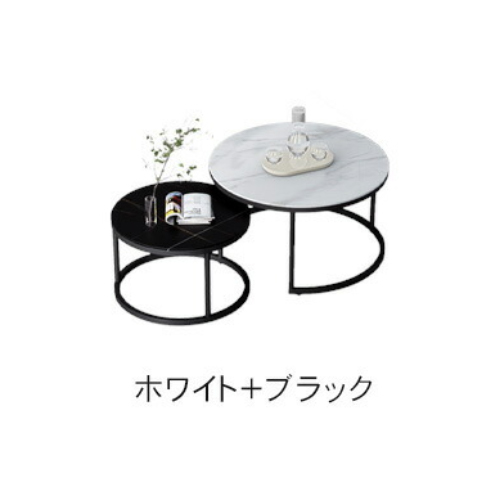 【期間限定10%OFF】レビュー特典★ネストテーブル 2個セット センターテーブル 丸 セラミック 大理石柄 丸テーブル ローテーブル 直径60/45cm 大理石風 |  | 01