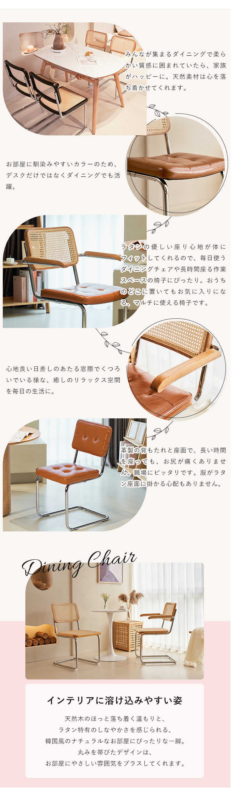 10%OFF期間限定☆レビュー特典・ダイニングチェア ラタンチェア 椅子