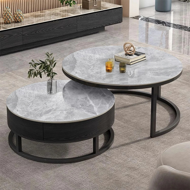 10%OFF期間限定☆ネストテーブル 2個セット 丸 セラミック ロー