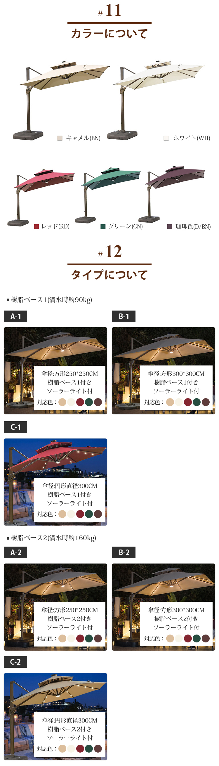 7%OFFクーポン☆ガーデンパラソルセット LEDソーラーライト付き