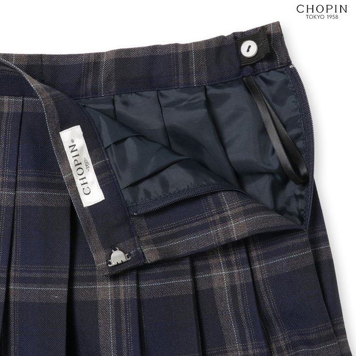 制服 スクールスカート 学生 チェック柄プリーツスカート 140 150 160 170cm (8194-2552) CHOPIN/ショパン