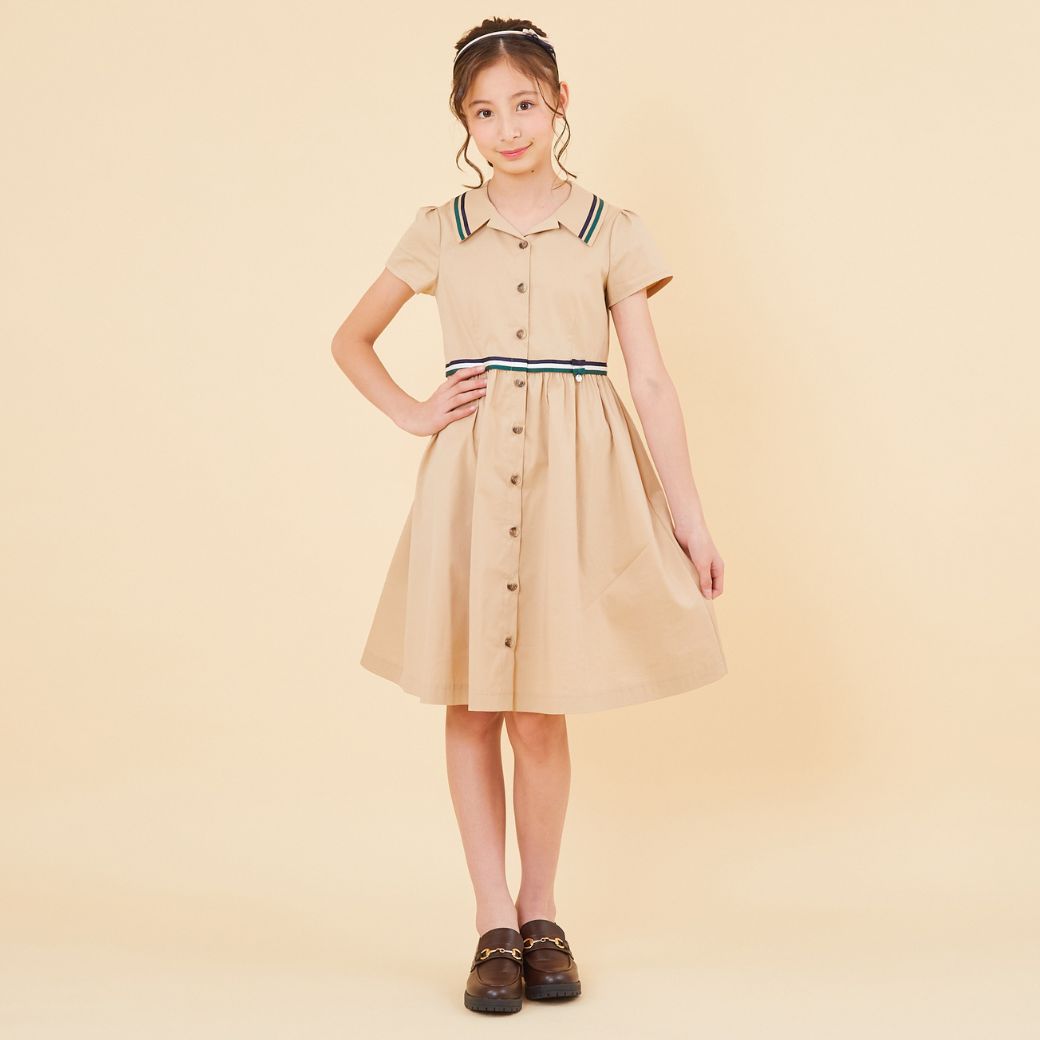 セール50%OFF ジュニア ワンピース 子供服 女の子 ワンピース 開襟