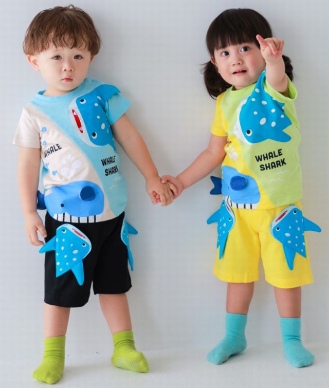 nicohrat（ニコフラート） クジラとジンベイザメの半袖Tシャツ 子供服