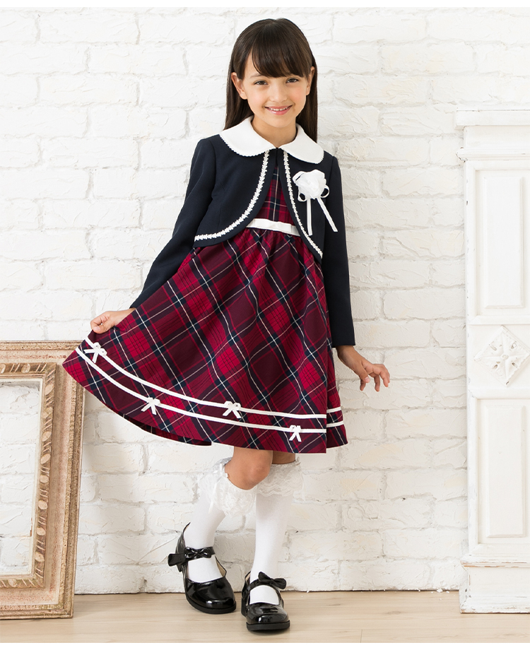 入学式 子供服 女 服 ワンピース 子供 卒園式 スーツ セット DECORA PINKY'S 110 120 130 子供フォーマル チェック柄  卒園式 七五三 冠婚葬祭 結婚式 発表会