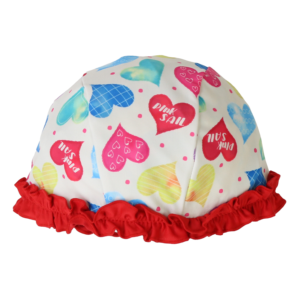 スイムキャップ キッズ 子供 水泳帽 キャップ 水泳用 女の子 UVカット UPF50＋ プリント柄 S M ゆったり フィット シンプル 青 白  ピンク イエロー :8209021a:キッズスマイルショップROBE 通販 