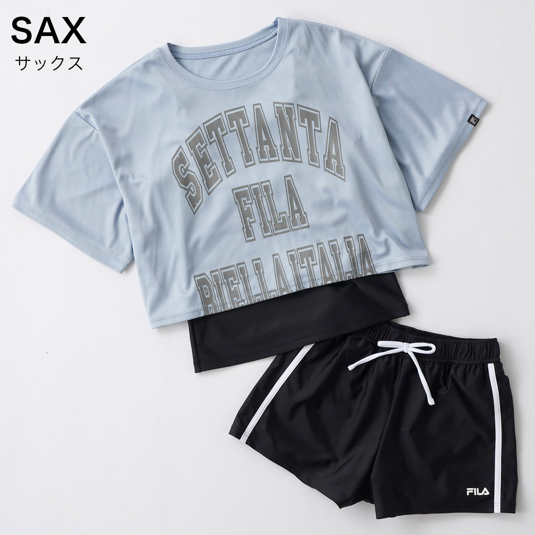 FILA 短丈Tシャツ 水着3点セット 女の子 キッズ ジュニア 小学生