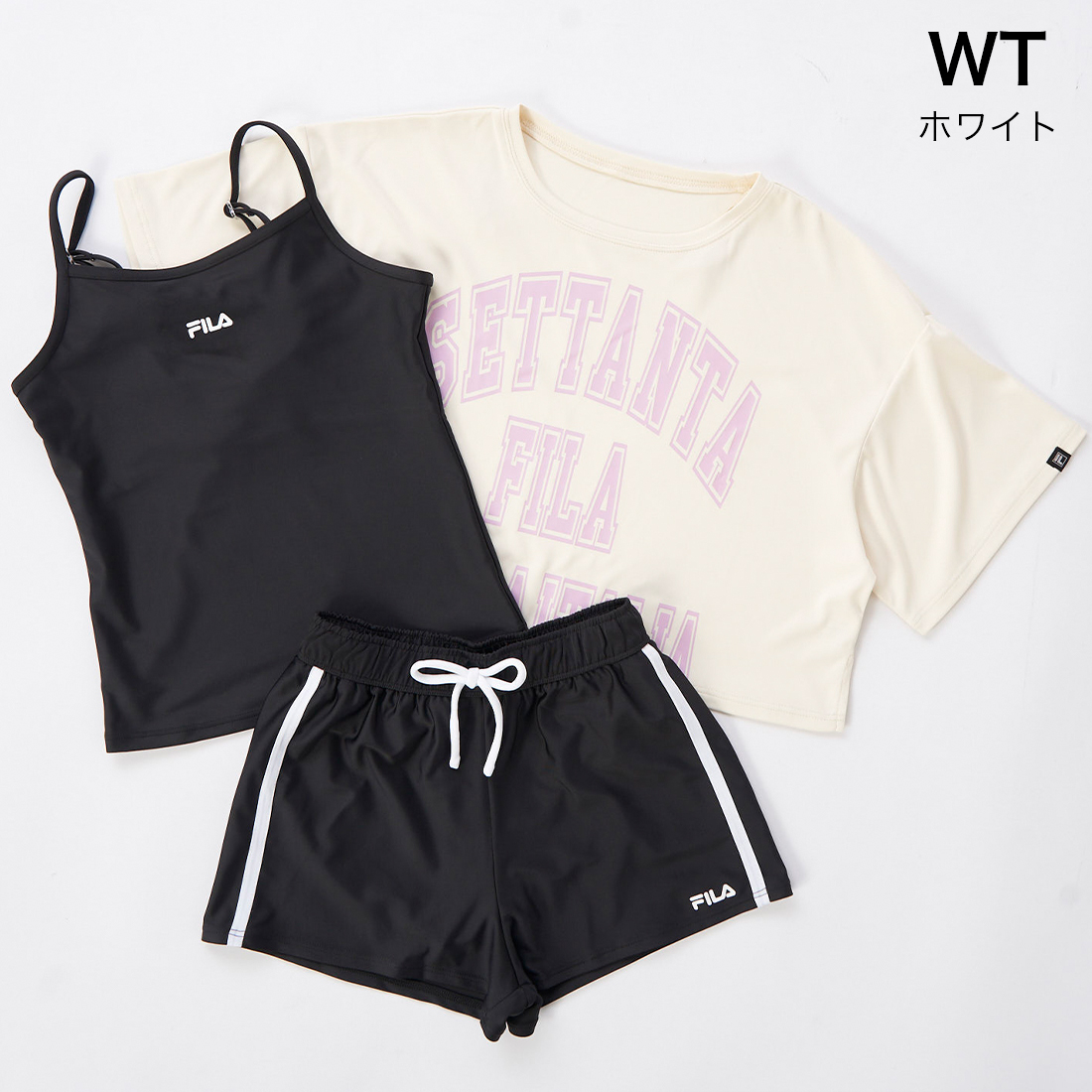 FILA（フィラ） 短丈Tシャツ 水着3点セット 女の子 キッズ ジュニア