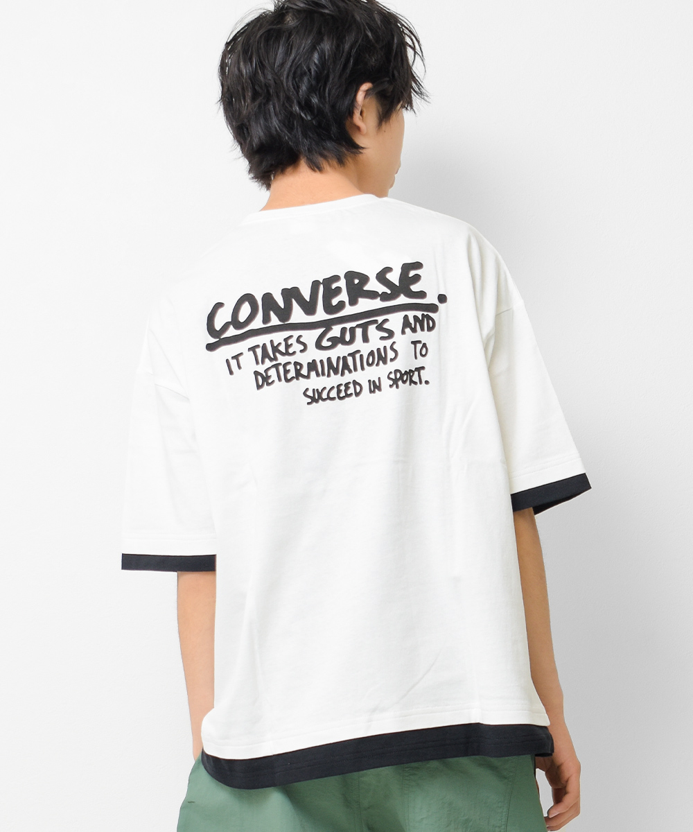 子供服 男の子 CONVERSE別注 レイヤード風ビッグシルエット半袖Tシャツ トップス キッズ 小学生 中学生 送料無料 2点までメール便対象