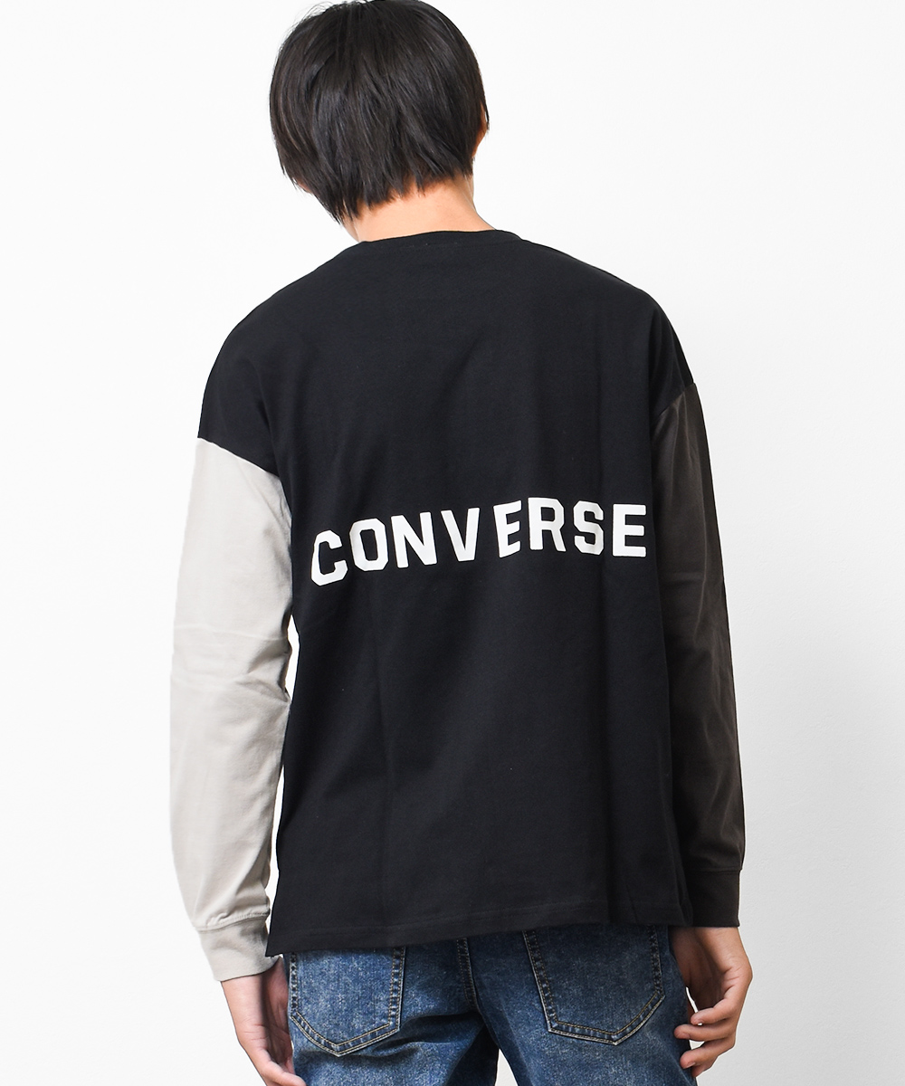 子供服 男の子 CONVERSE 別注 ポケット付き ロングTシャツ 長袖 ビッグシルエット キッズ 小学生 中学生 130 140 150 160  送料無料 2点までメール便対象