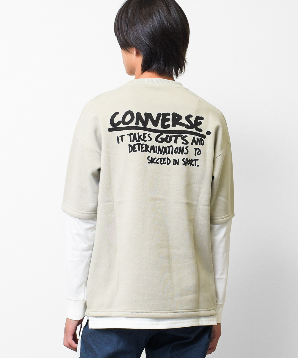 子供服 男の子 CONVERSE 別注 裏起毛レイヤード風 トレーナー ビッグ