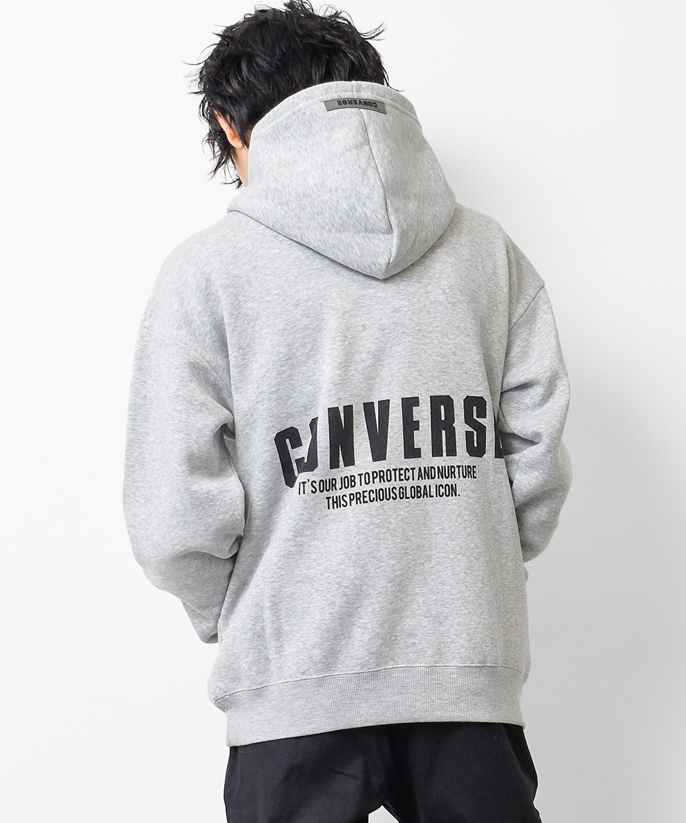 子供服 男の子 CONVERSE 別注裏起毛バックプリントフーディー パーカー トップス ゆったり キッズ 小学生 中学生 130 140 150  160 メール便不可 送料無料