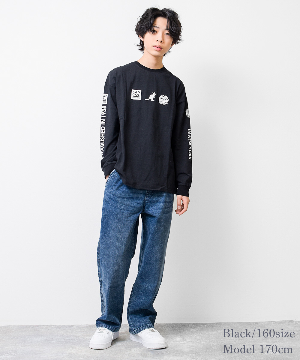 子供服 男の子 ロンT KANGOL別注 袖プリントロングTシャツ トップス 長袖 キッズ 小学生 中学生 120 130 140 150 160  送料無料 2点までメール便対象