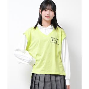 子供服 女の子 PINK latte SPORT レイヤード風ロングTシャツパーカー ロンT 長袖 ...