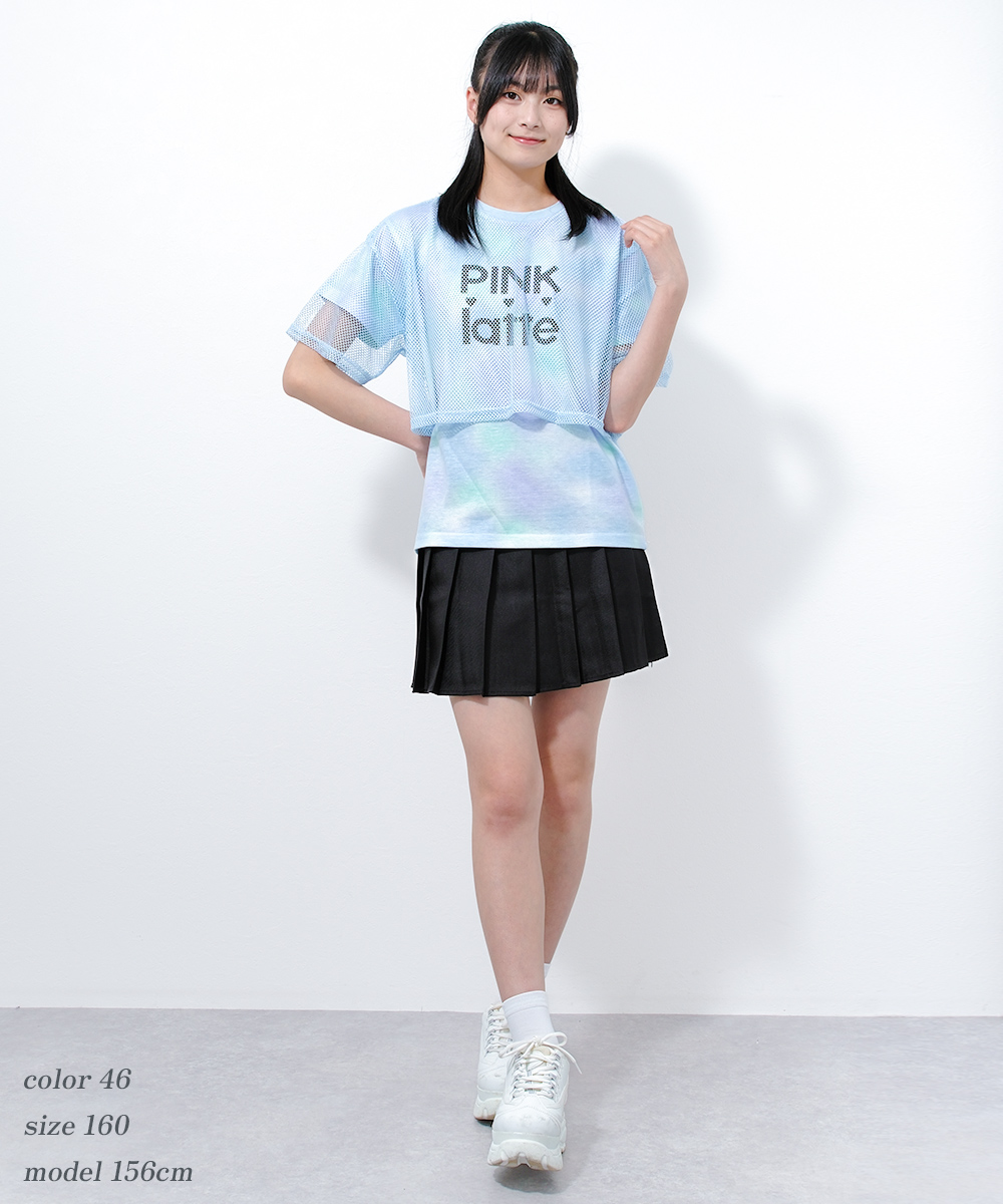 PINK latte SPORT メッシュレイヤードタイダイ半袖Tシャツ トップス 子供服 女の子 キッズ 小学生 中学生 130 140 150 160 2点までメール便対象｜kids-shushu｜05