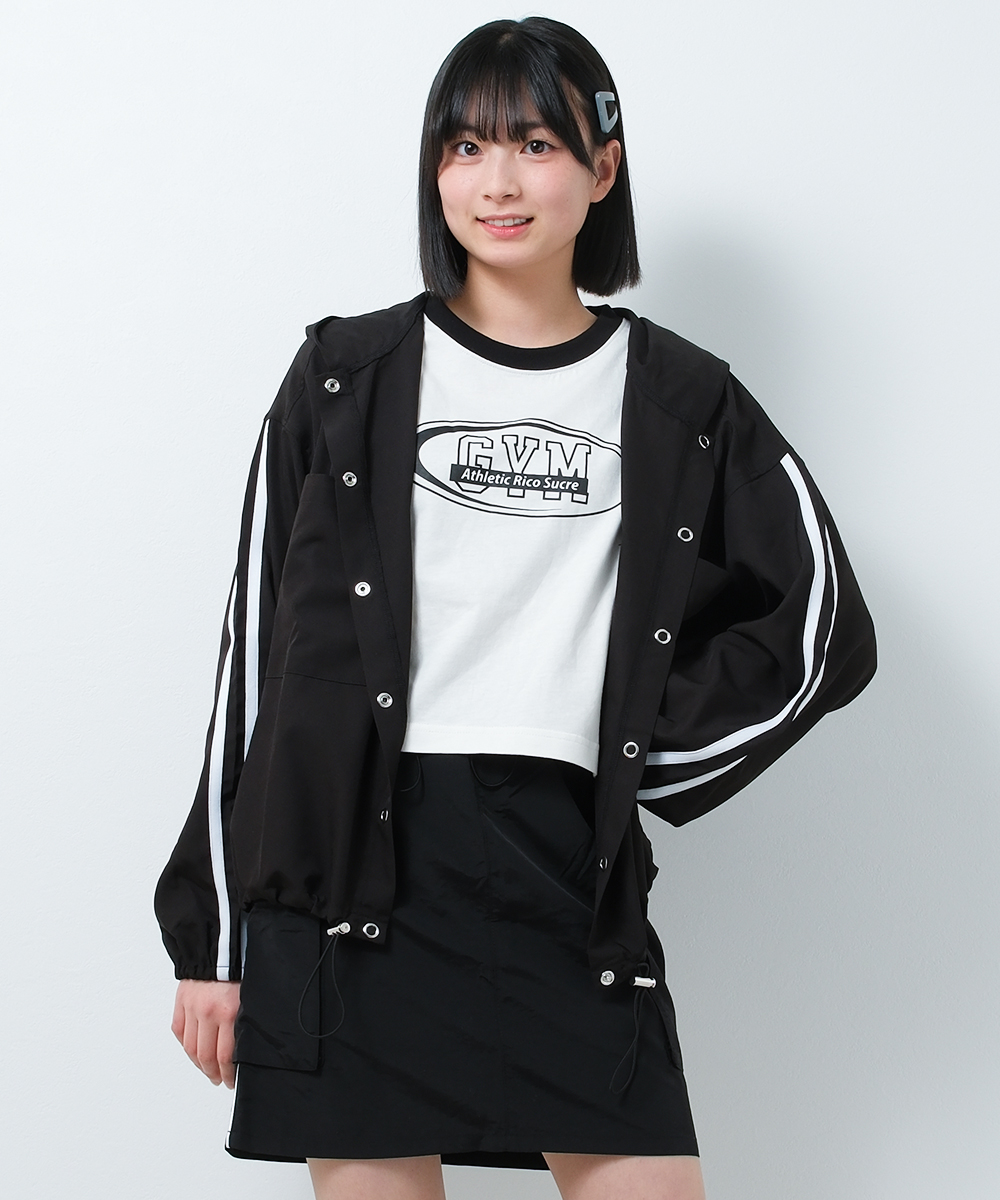 RiCO SUCRE 子供服 女の子 袖ラインフード付きジャケット ライト