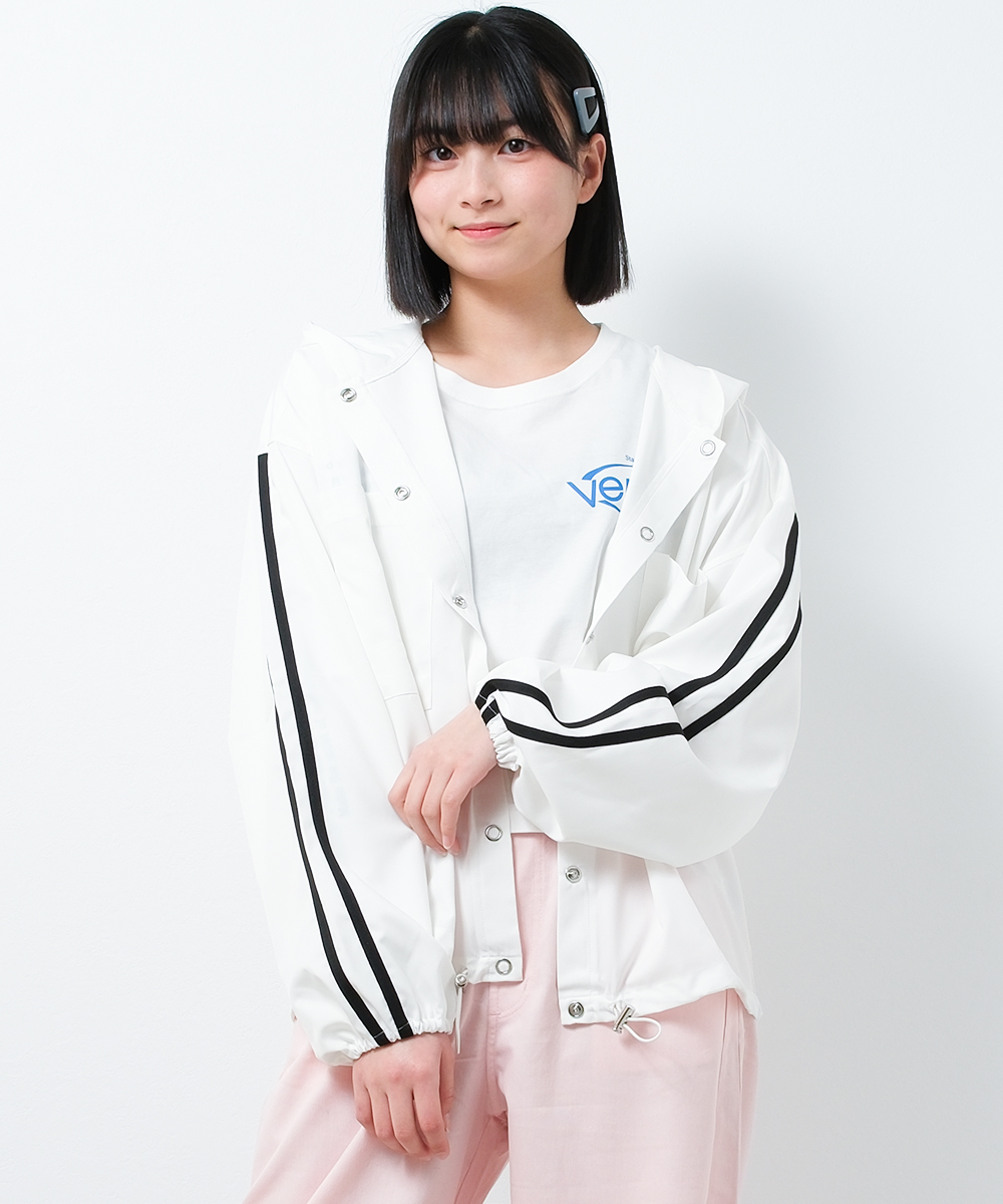 RiCO SUCRE 子供服 女の子 袖ラインフード付きジャケット ライト