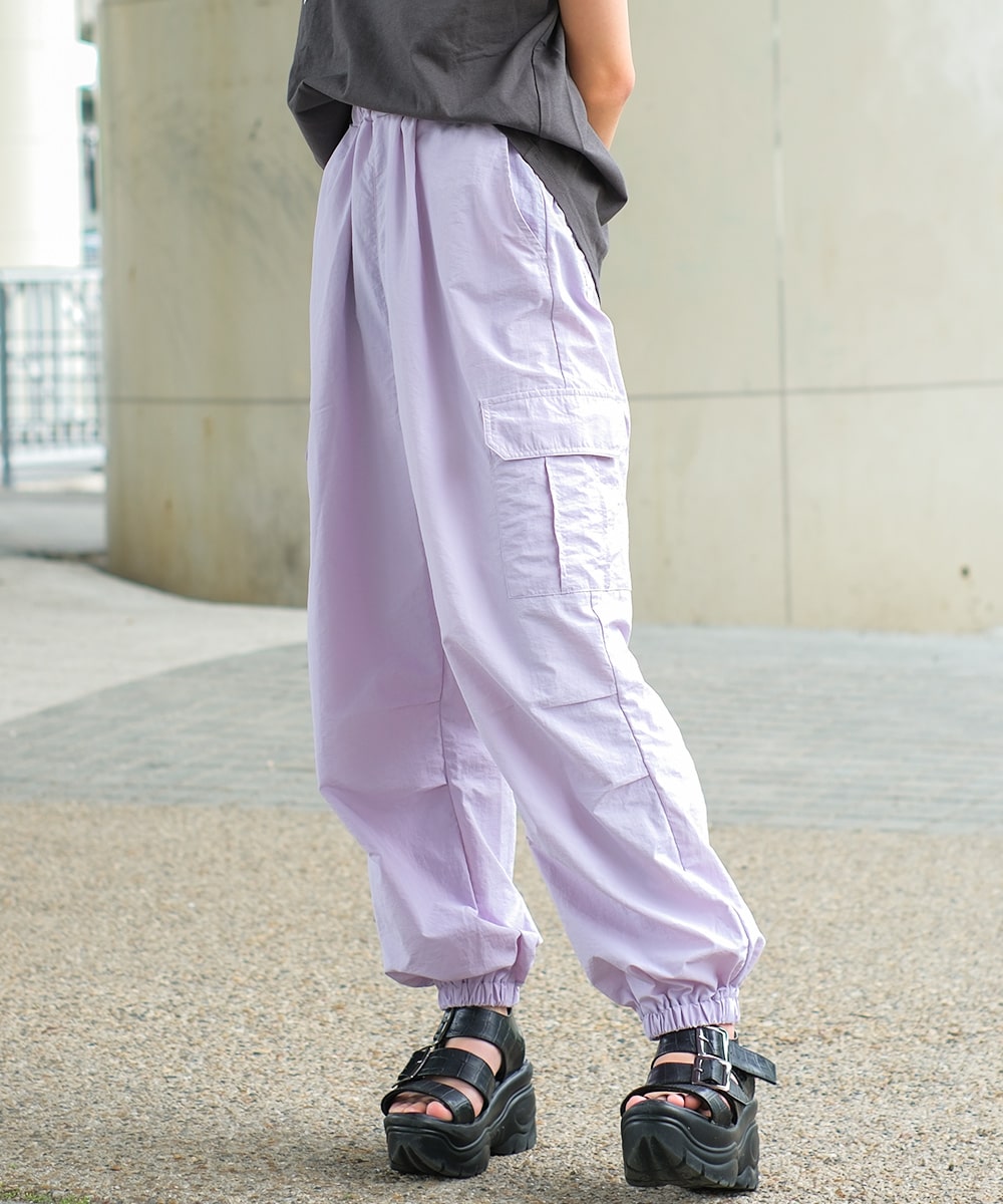 RiCO SUCRE 子供服 女の子 ナイロン カーゴ ジョガーパンツ 長
