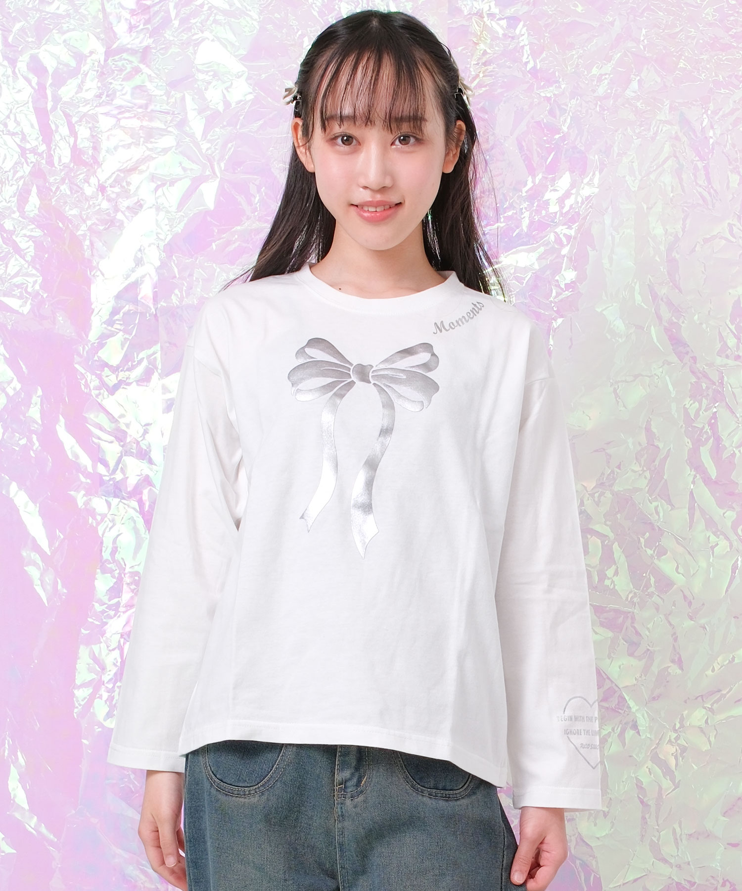 RiCO SUCRE（リコシュクレ） 爆買 子供服 女の子 袖ロゴ ロングTシャツ