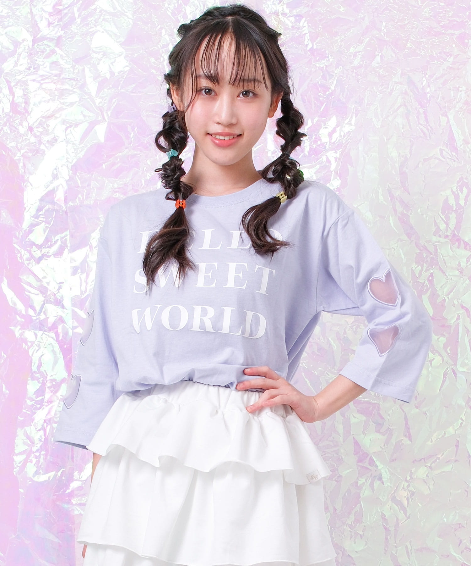 RiCO SUCRE（リコシュクレ） 子供服 女の子 オーガンジーハート 七分袖
