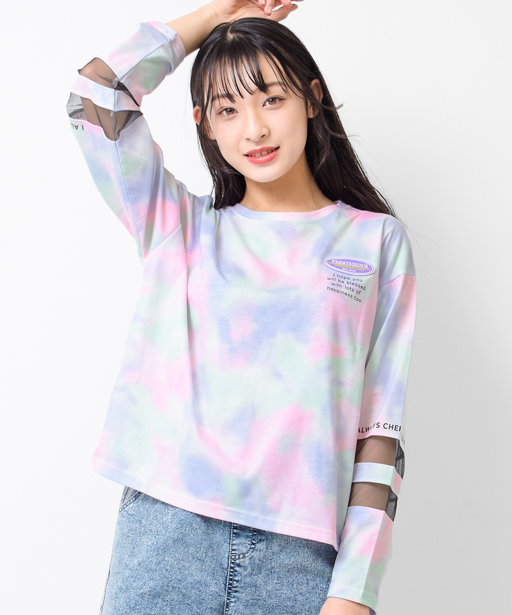 RiCO SUCRE 子供服 女の子 ロンT タイダイ柄バックロゴロングT