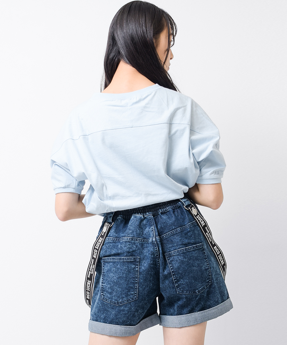 RiCO SUCRE 子供服 女の子 半袖 ドルマン七分袖Tシャツ ロゴ
