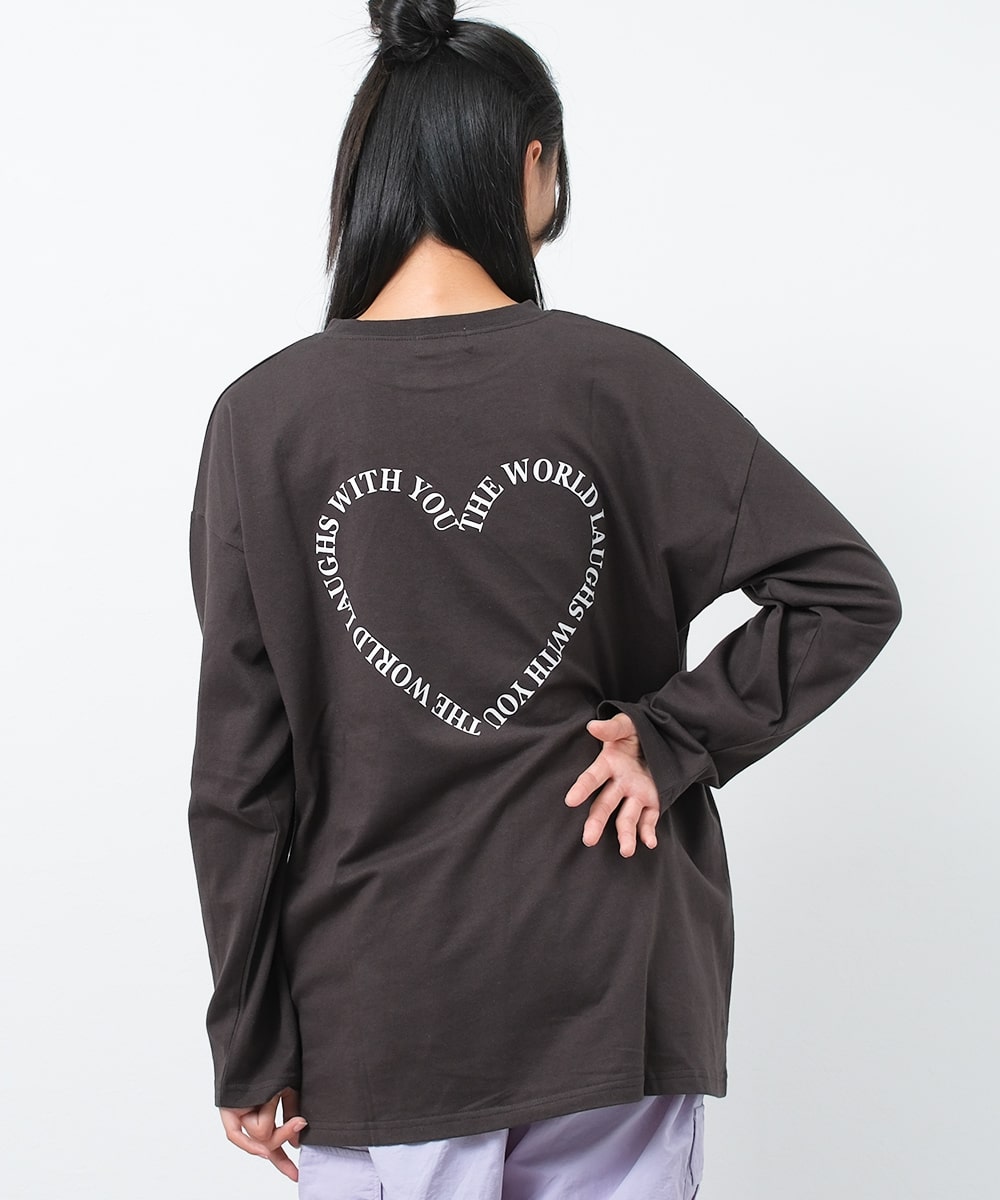 RiCO SUCRE 子供服 女の子 バックハートプリント ロングTシャツ