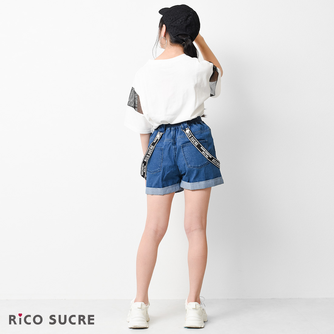 子供服 サス付デニムショートパンツ ボトムス 半ズボン 女の子 キッズ