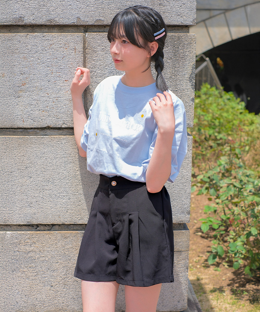 ヘザー 花柄 プリーツ キュロット ショートパンツ RiCO SUCRE 子供服 女の子 タック入りフレアショートパンツ