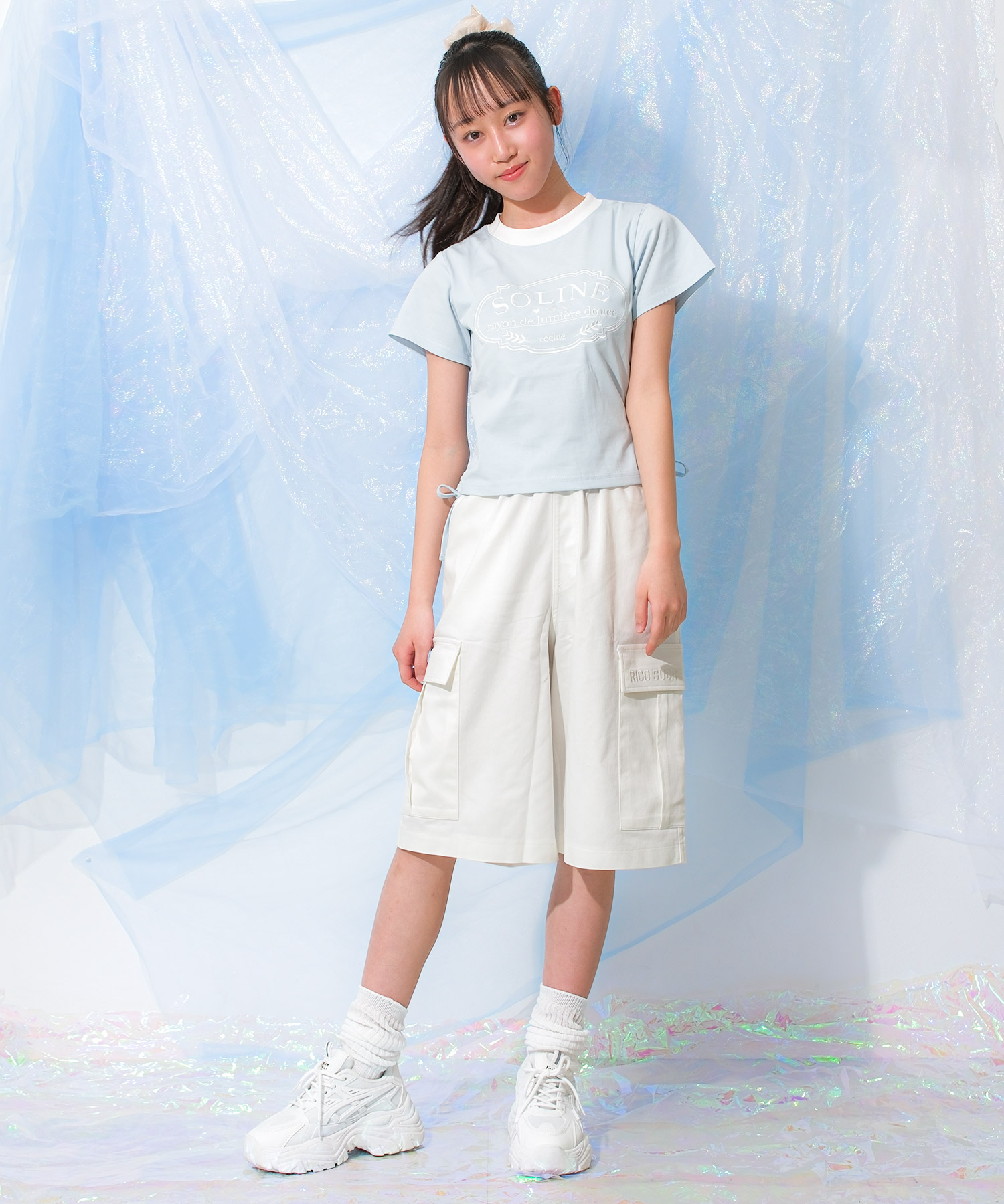 RiCO SUCRE（リコシュクレ） 子供服 女の子 ワークワイドハーフパンツ 