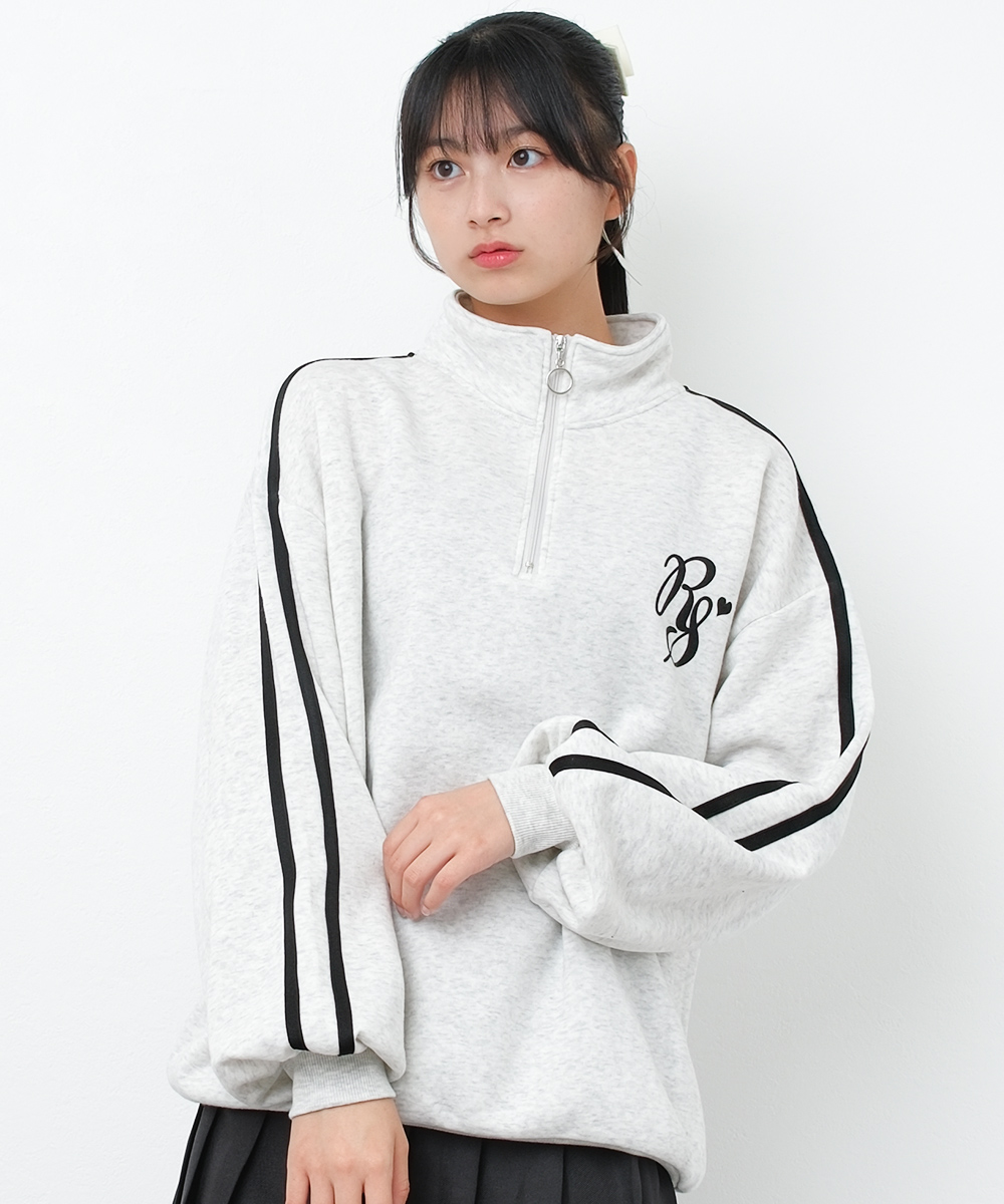 RiCO SUCRE 子供服 女の子 裏起毛 ハーフジップ サイドライン