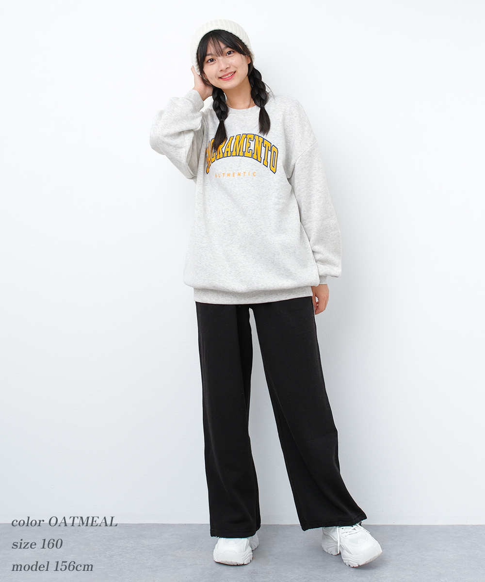 RiCO SUCRE 子供服 女の子 裏起毛 アーチロゴ ビッグトレーナー