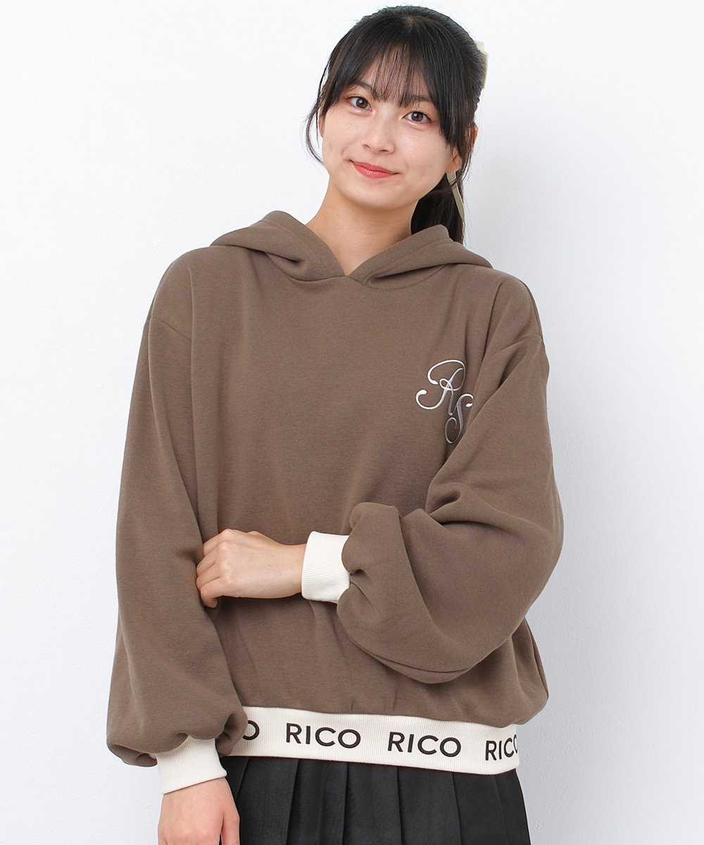 子供服 女の子 裏起毛 裾ロゴライン フーディ...の詳細画像2