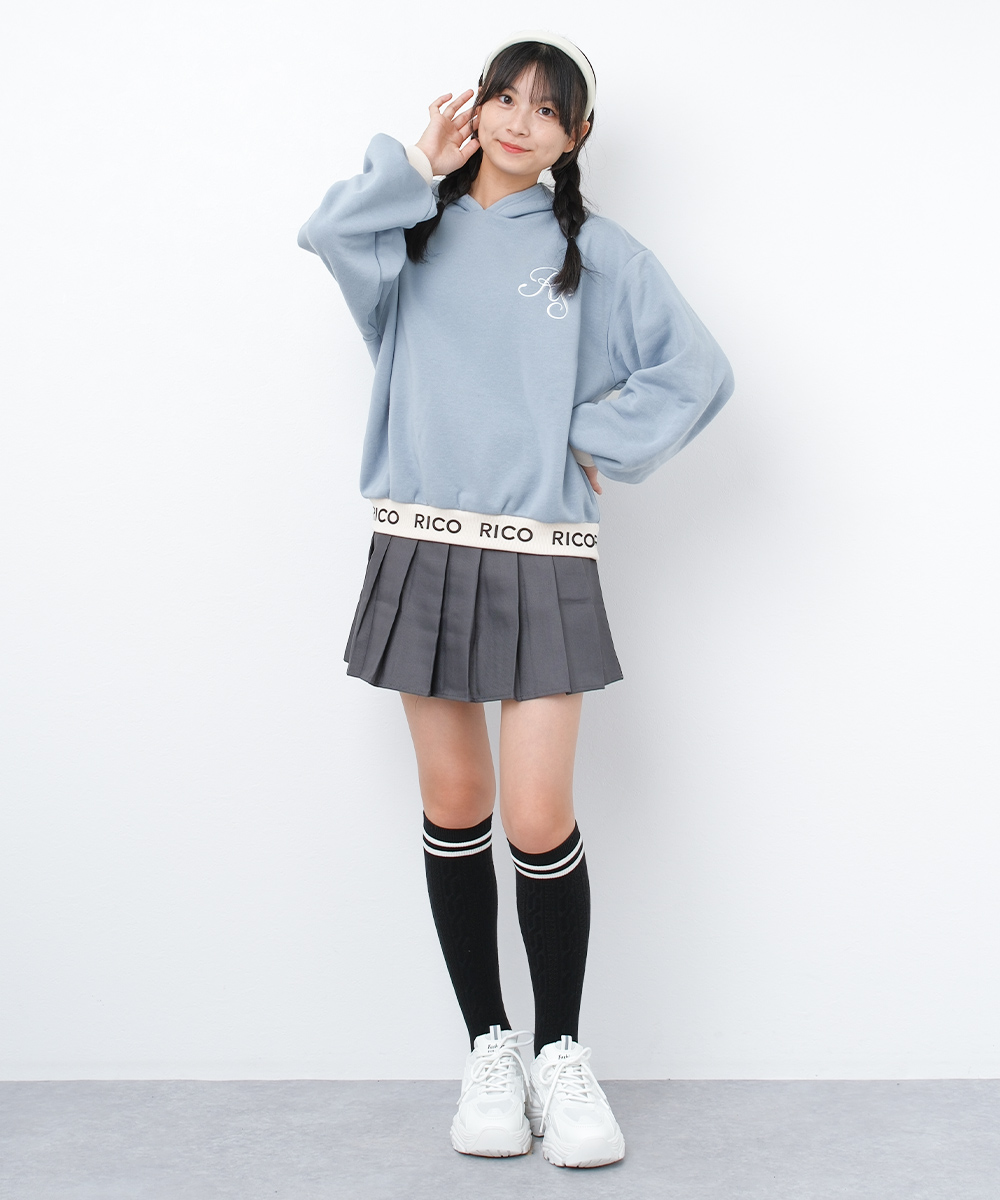 RiCO SUCRE 子供服 女の子 裏起毛 裾ロゴライン フーディー