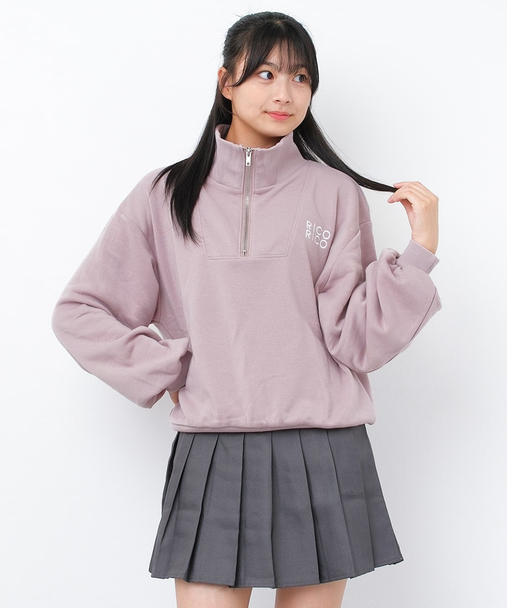 RiCO SUCRE 子供服 女の子 裏起毛 ハーフジップ ショート