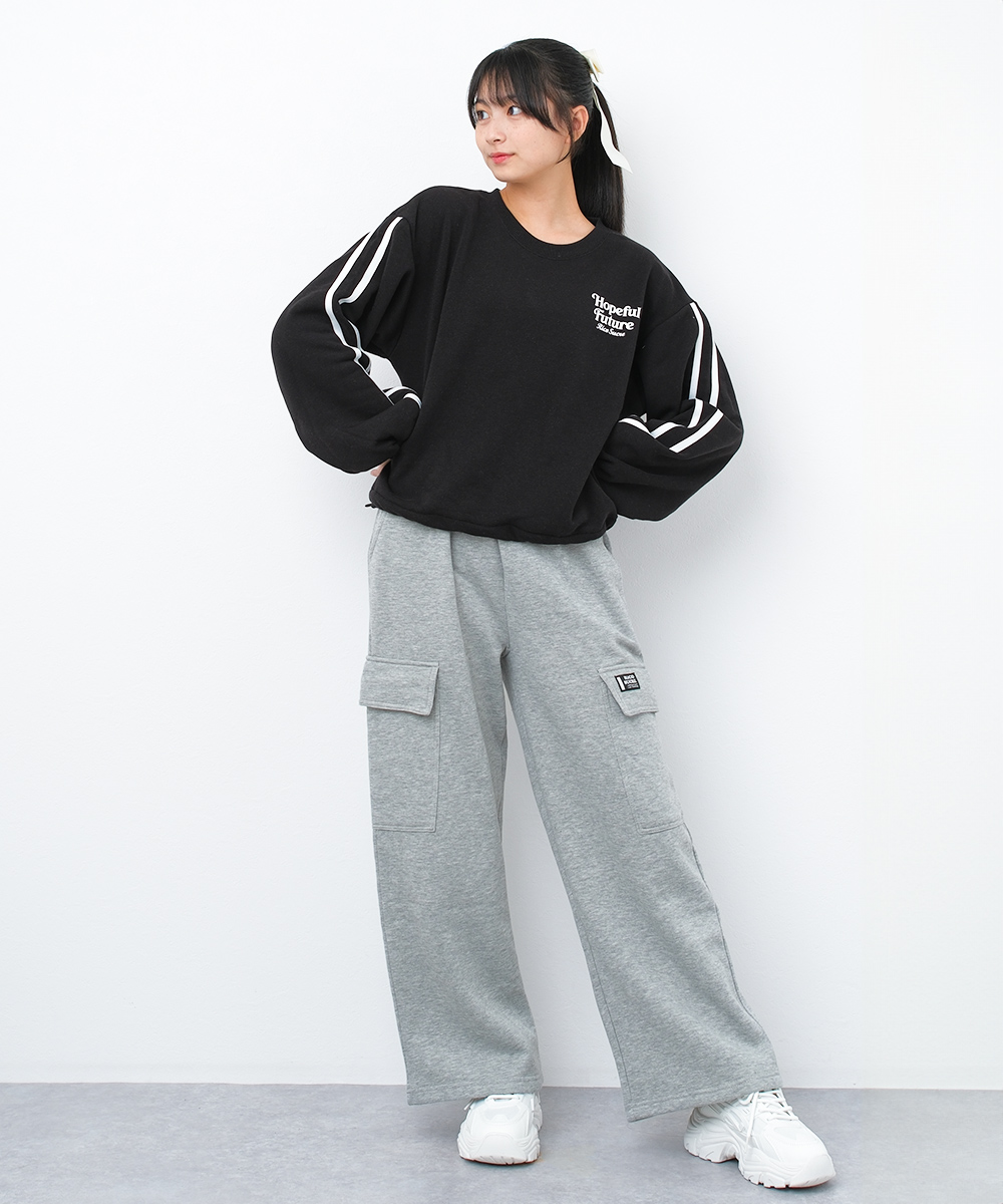 RiCO SUCRE 子供服 女の子 裏起毛 サイドラインプルオーバー