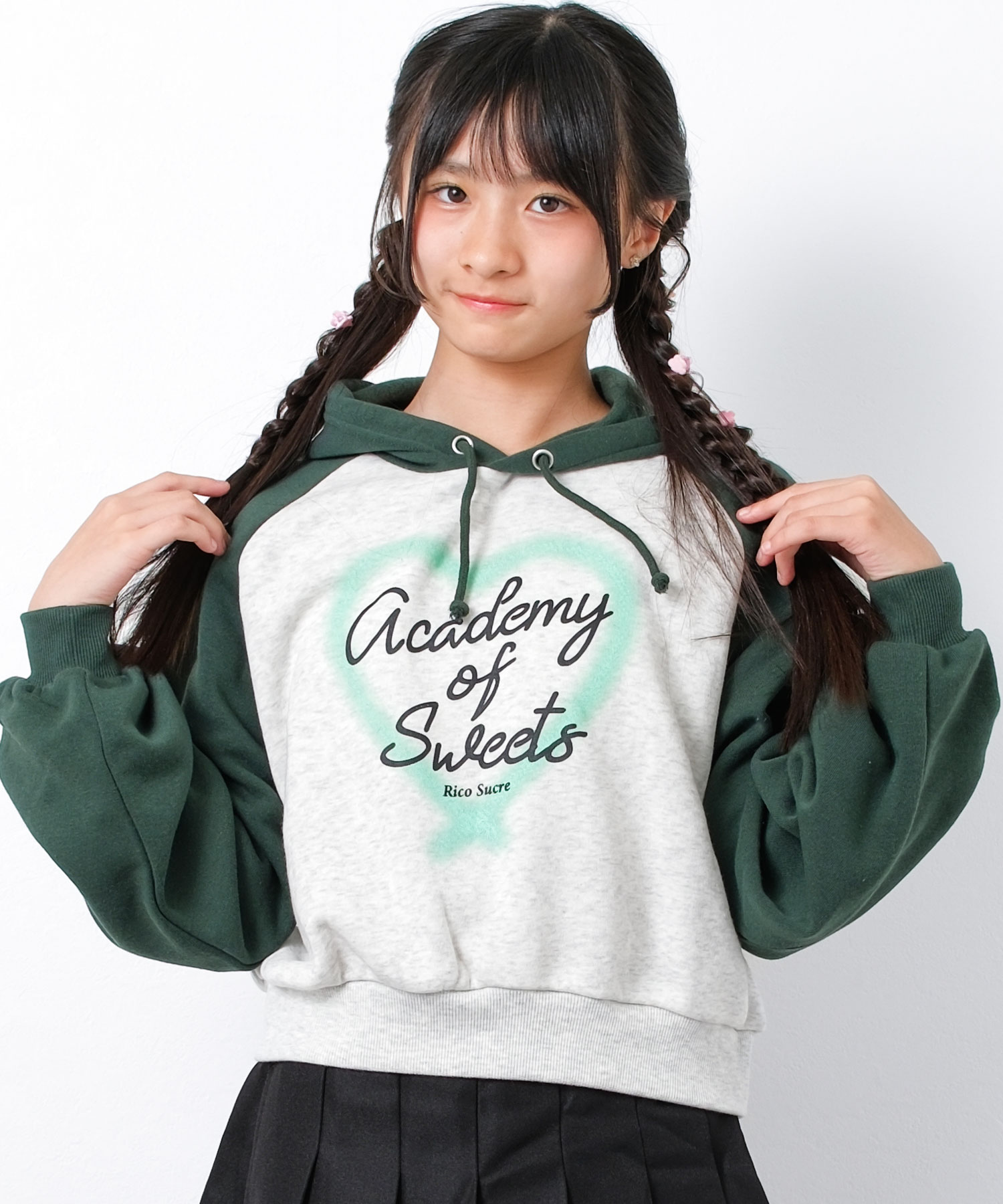 子供服 女の子 裏起毛 スプレーハートロゴ ク...の詳細画像3