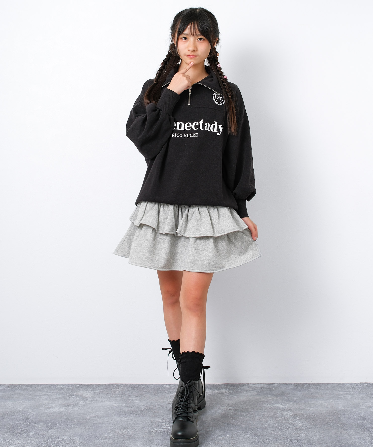 スウェット りこちゃん様 RiCO SUCRE 子供服 女の子 裏起毛 ハーフジップ プルオーバー