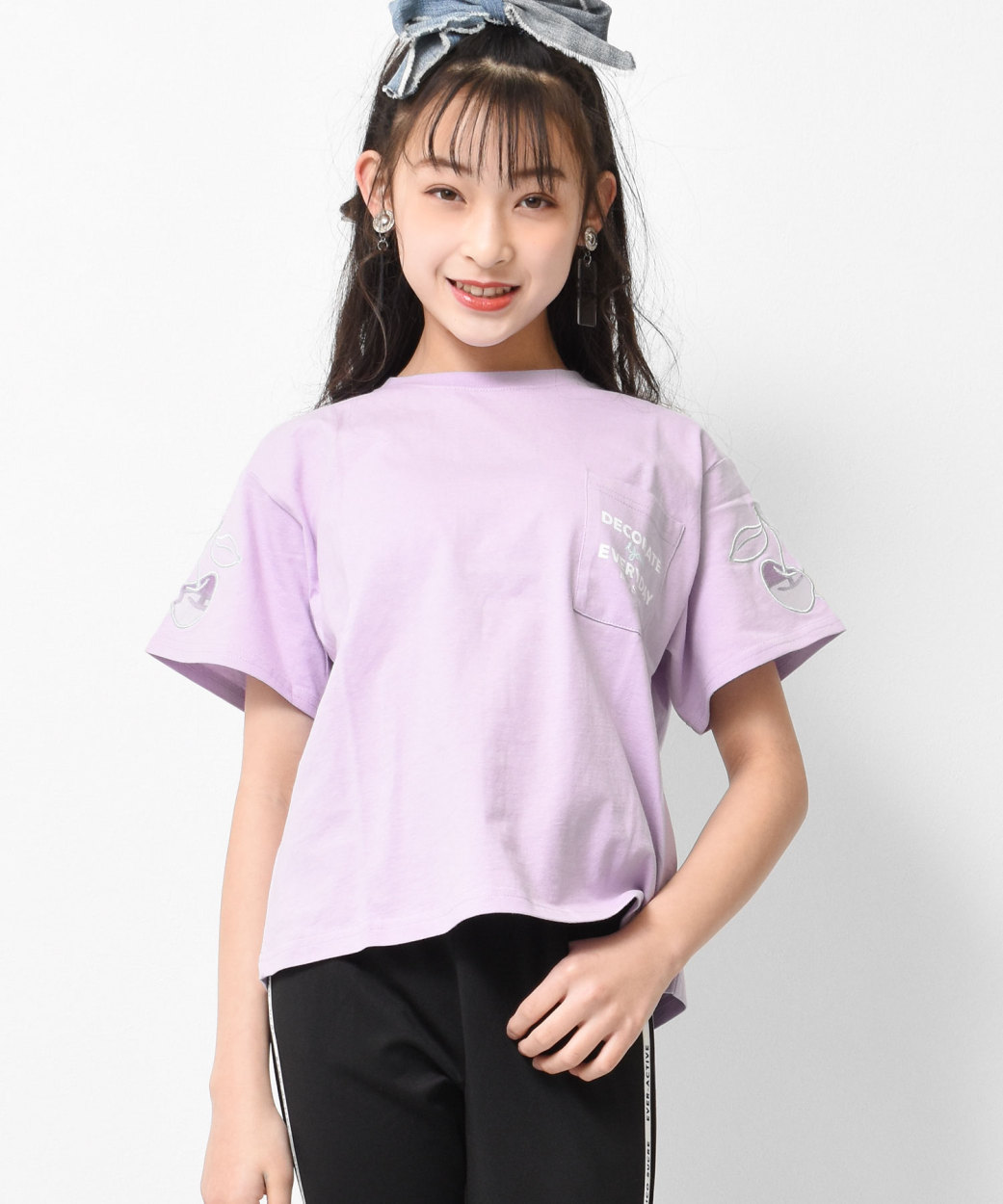 子供服 女の子 半袖Tシャツ 袖チュール チェリー さくらんぼ トップス 半袖 130cm 140c...