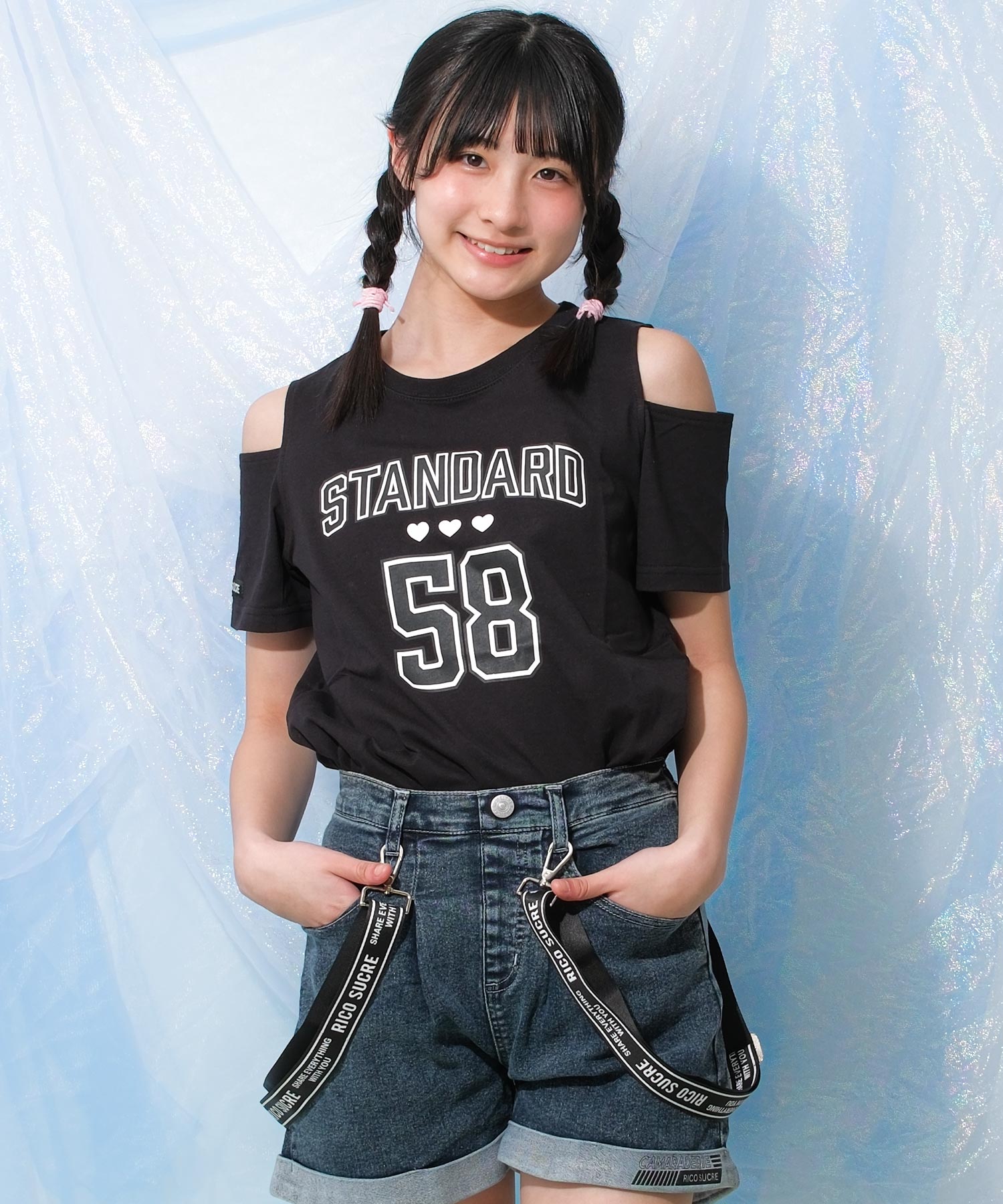 RiCO SUCRE（リコシュクレ） 子供服 女の子 肩あき 半袖Tシャツ 肩出し
