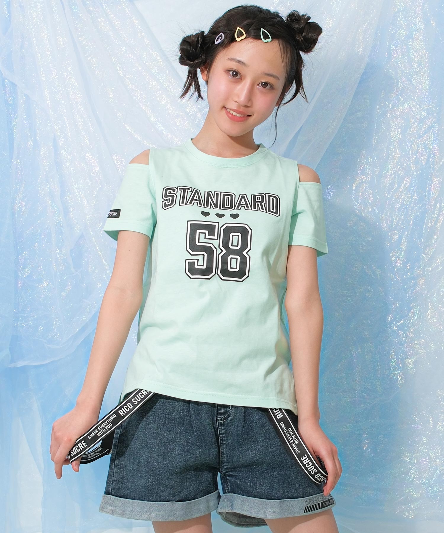 子供服 女の子 半袖Tシャツ オープンショルダ...の詳細画像3