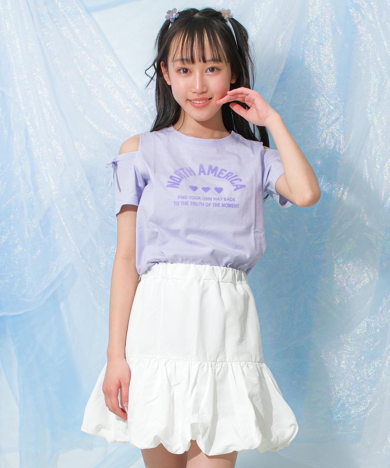 子供服 女の子 半袖Tシャツ オープンショルダ...の詳細画像4